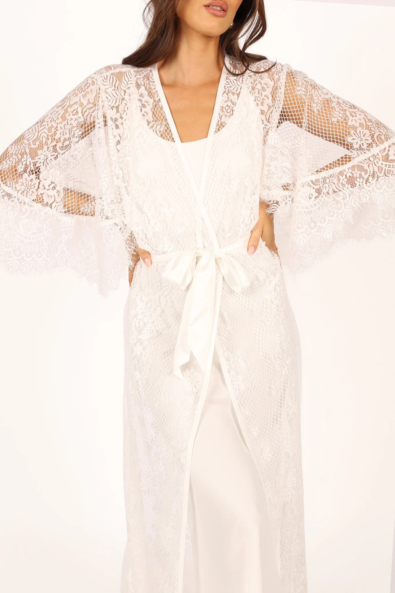 Nephele Lace Bridal Robe - Ivory | Petal & Pup (US)