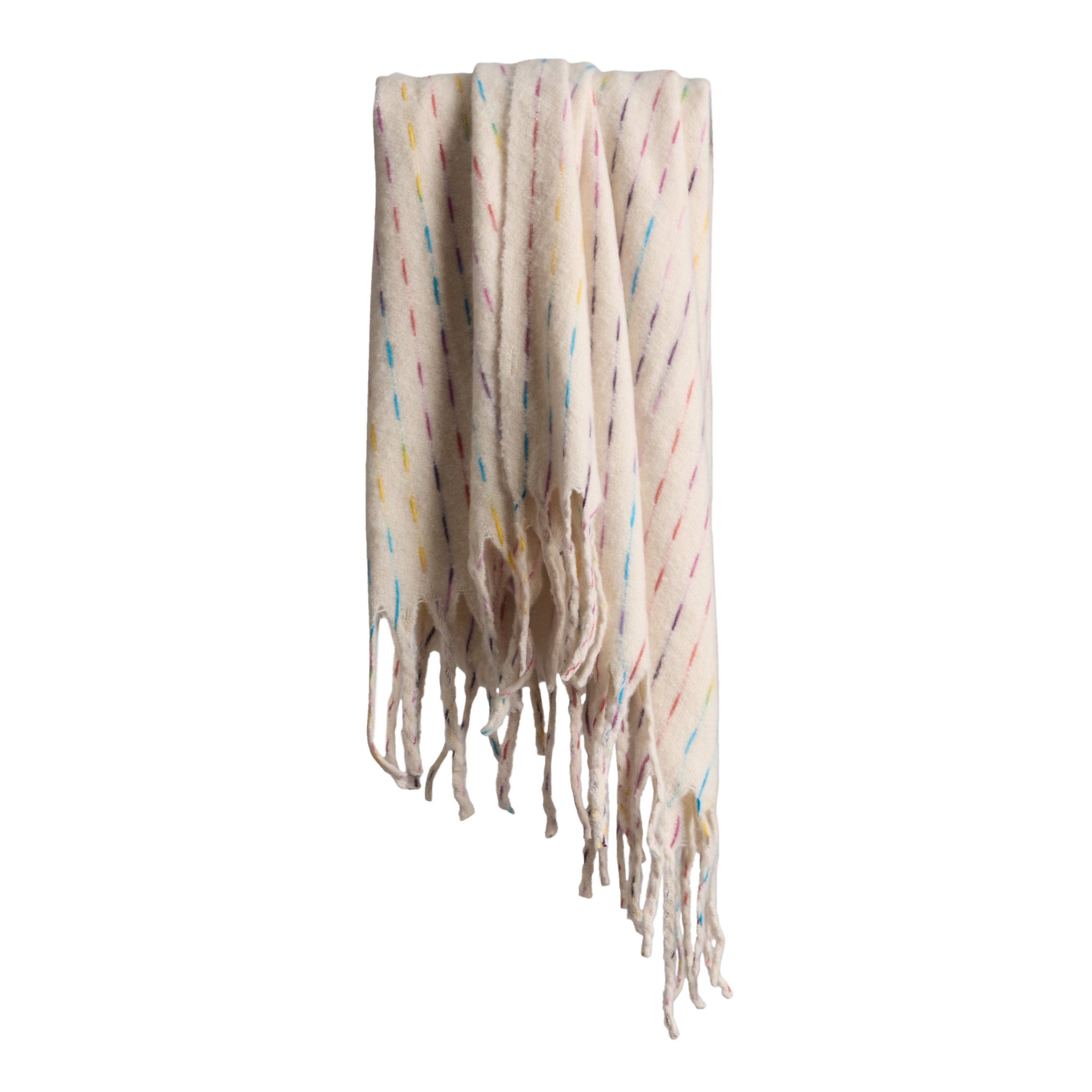 Ivory Knit Rainbow Stitch Throw Blanket | World Market