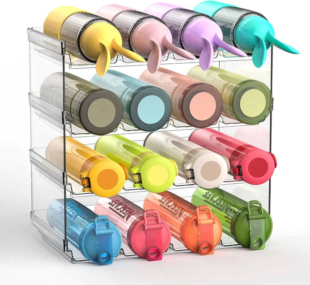 ZIJUND Water Bottle Organizer for Cabinet, 4 Pack Stackable Plastic Water Bottle Holder, Wine Rac... | Amazon (US)