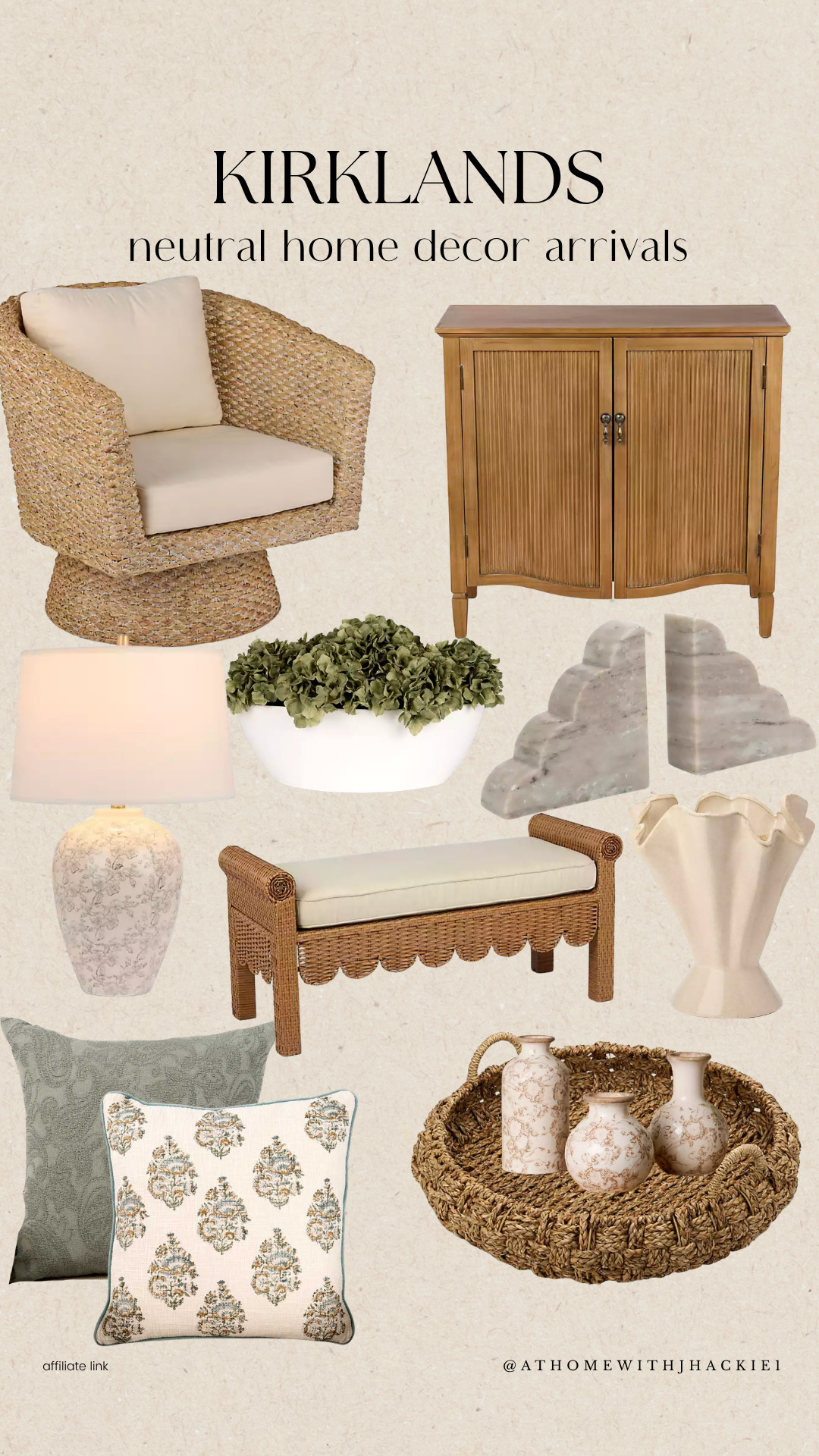 Kirklands home decor, neutral home decor, wicker accent chair, woven bench, cabinet styling, decorative vase, marble bookends, throw pillows, hydrangea decor, woven tray decor, cottage style home, organic modern decor, traditional home decor, neutral decorating ideas, affordable home decor, cozy home styling, living room decor, entryway decor, home decor finds, kirklands finds, designer inspired decor, texture rich interiors, classic home style

#LTKSeasonal #LTKHome