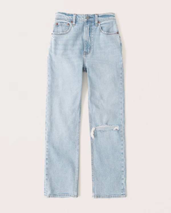 Ultra High Rise Ankle Straight Jeans | Abercrombie & Fitch (US)