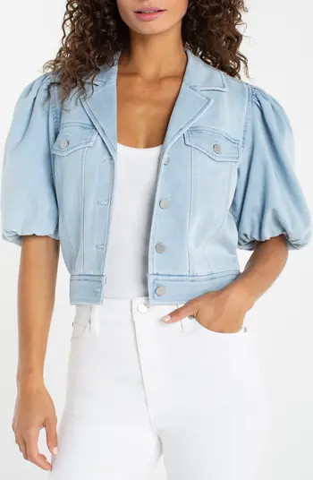 Puff Sleeve Cropped Denim Trucker Jacket | Nordstrom
