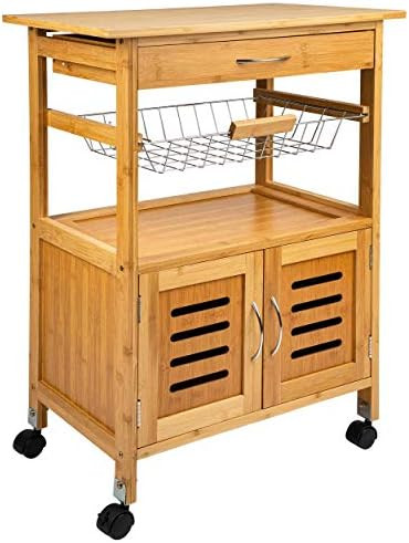 ONVAYA® Kitchen Trolley | Wooden Kitchen Trolley | White | Bamboo | Side Trolley with Wheels : A... | Amazon (DE)