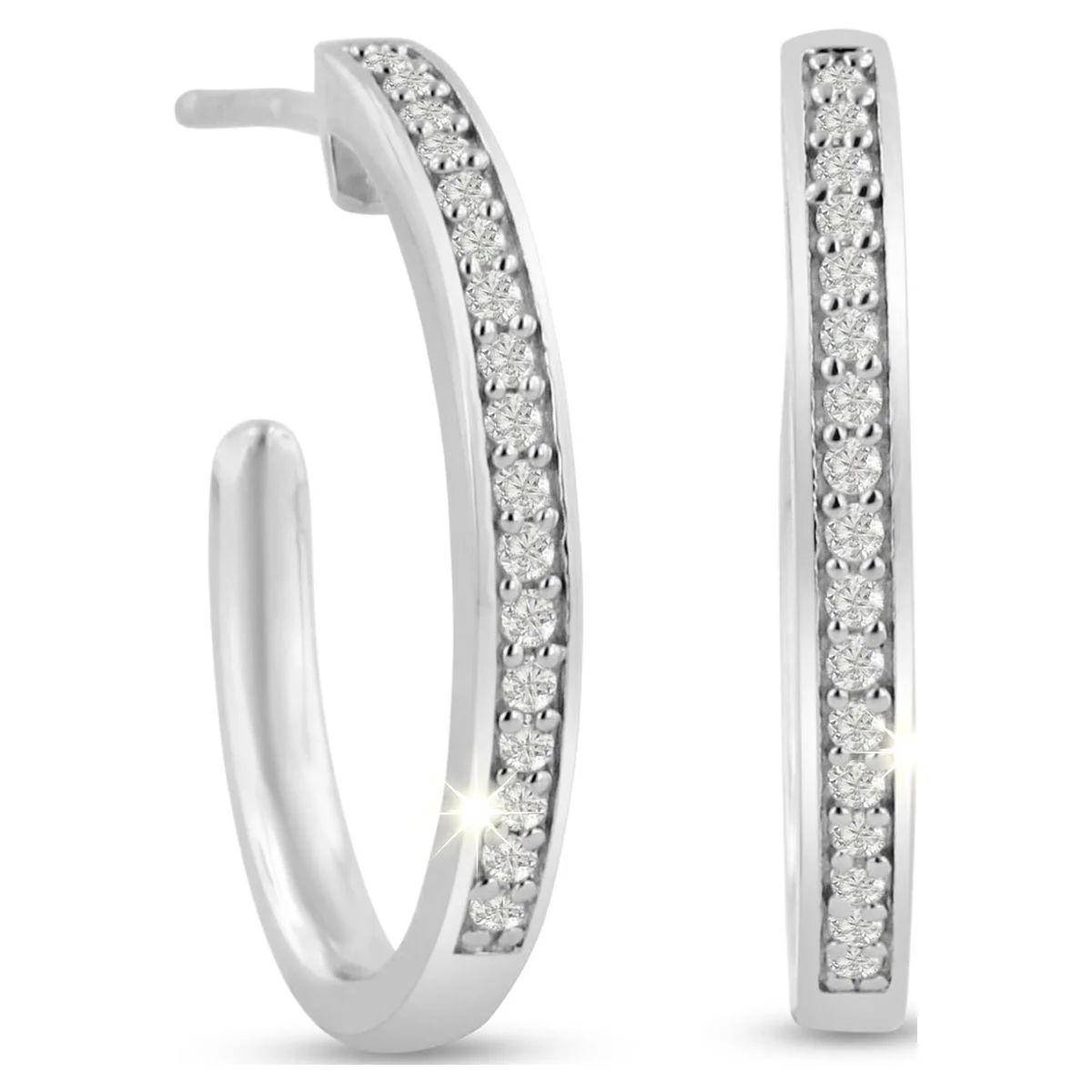 SuperJeweler 1/4 Carat Diamond Hoop Earrings For Women 19 mm x 19 mm | Walmart (US)