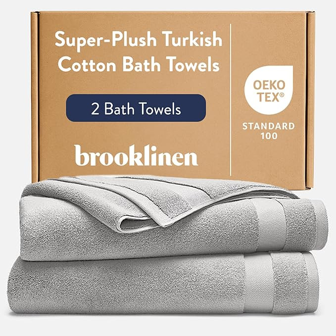 Brooklinen Super-Plush 100% Turkish Cotton Bath Towels - Set of 2-770 GSM, Highly Absorbent, Mach... | Amazon (US)