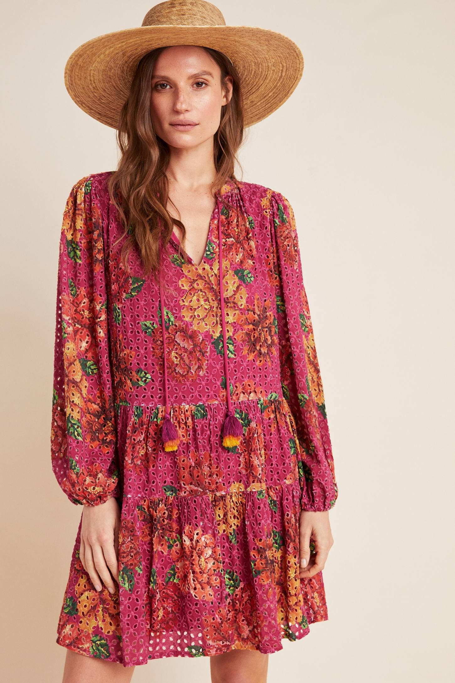 Farm Rio Eyelet Tiered Tunic | Anthropologie (US)