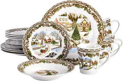 Gibson Home Christmas Toile 16 Piece Dinnerware Set, Multicolor - 85081251824 | eBay | eBay US