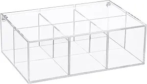 Yeeco Clear Acrylic Capsule Holder with Lid 6 Section Plastic Drawer Box Organizer 7.6”×5.1”... | Amazon (US)