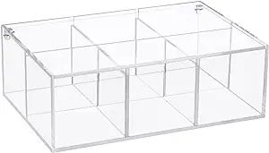 Yeeco Clear Acrylic Capsule Holder with Lid 6 Section Plastic Drawer Box Organizer 7.6”×5.1”... | Amazon (US)
