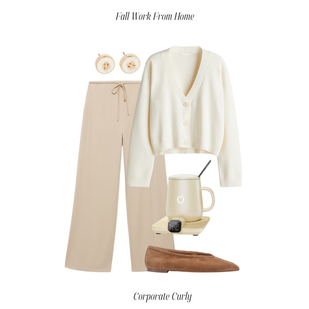 WFH but make it fall and fashion-forward. 

fall work from home outfit, wide-leg pants, elastic waist pants, cozy fall style, neutral fall outfit, ribbed knit top, suede slippers, WFH fashion, comfy workwear, fall loungewear, LTK fall outfit, soft neutral tones



#LTKWorkwear #LTKShoeCrush #LTKHome