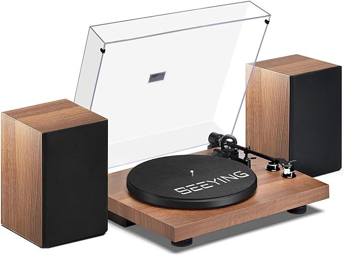 Record Player Vinyl Bluetooth Turntable with 36 Watt Stereo Bookshelf Speakers, Hi-Fi System with... | Amazon (US)