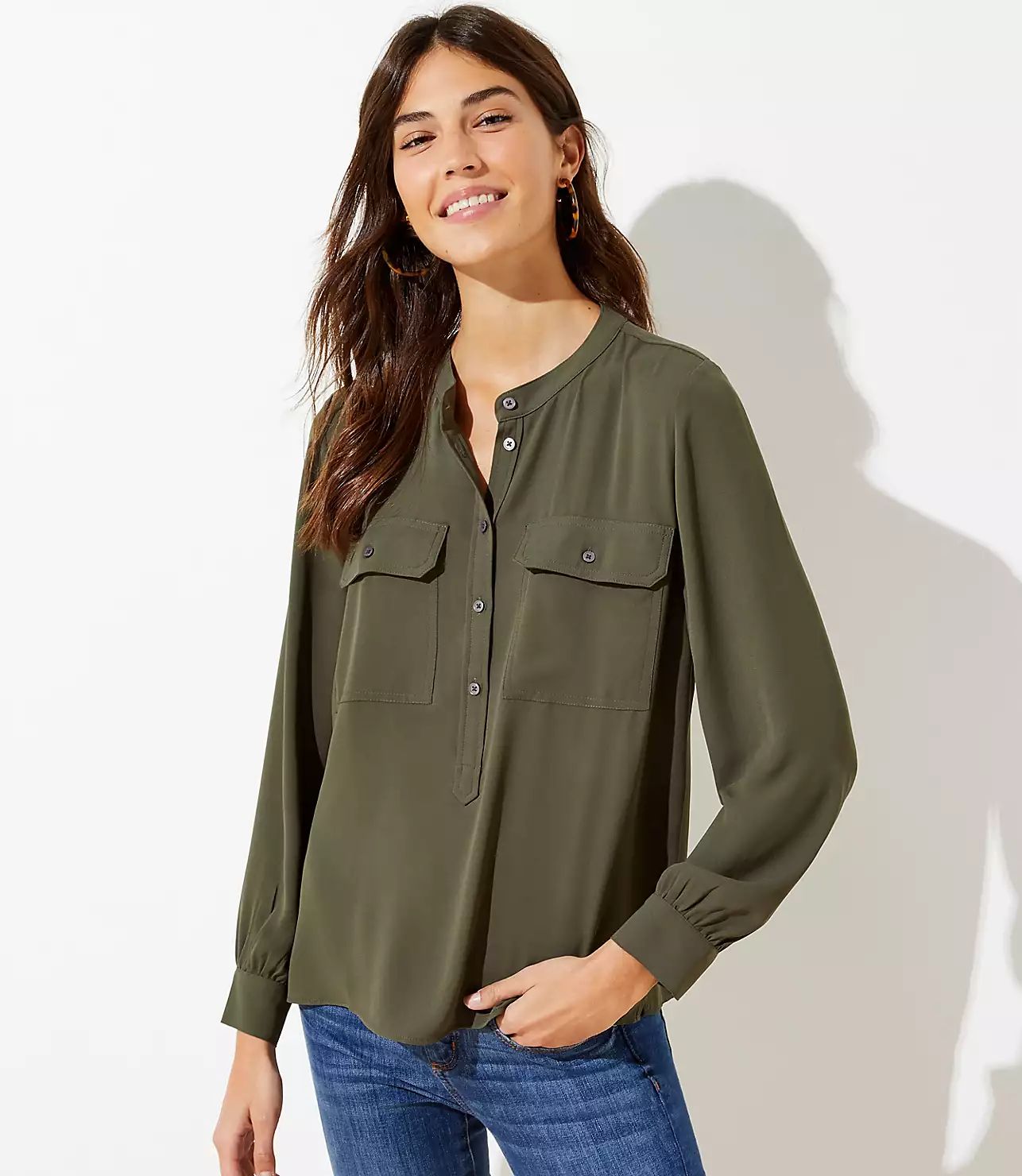 Henley Utility Blouse | LOFT | LOFT