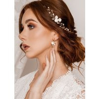 Boho Wedding Hair Piece, Gold Floral Vine, Crystal Headpiece | Etsy (US)