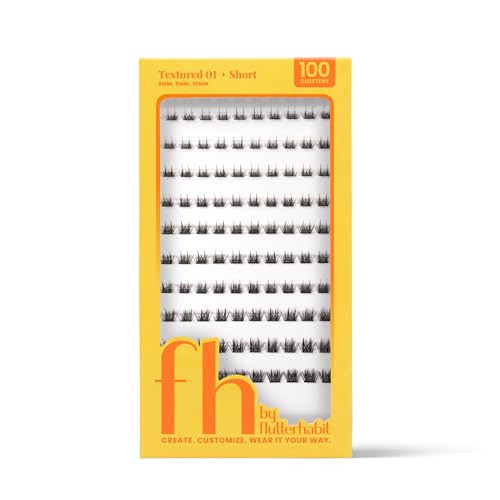 FH By Flutterhabit Customizable Cluster Lashes, Textured 01 Short, 100 Pack Full Volume DIY Cluster Lash Extensions 8mm 9mm 10mm, Doll Eye Lash Map, Faux Mink, Adhesive Sold Separately | Amazon (US)