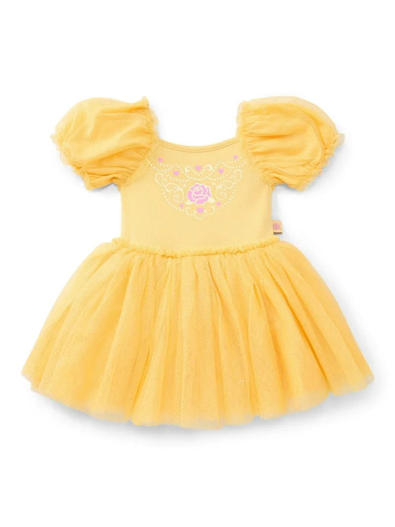 Disney Princess Toddler Girls Belle Cosplay Tutu Dress with Puff Sleeves, Sizes 12M-5T | Walmart (US)