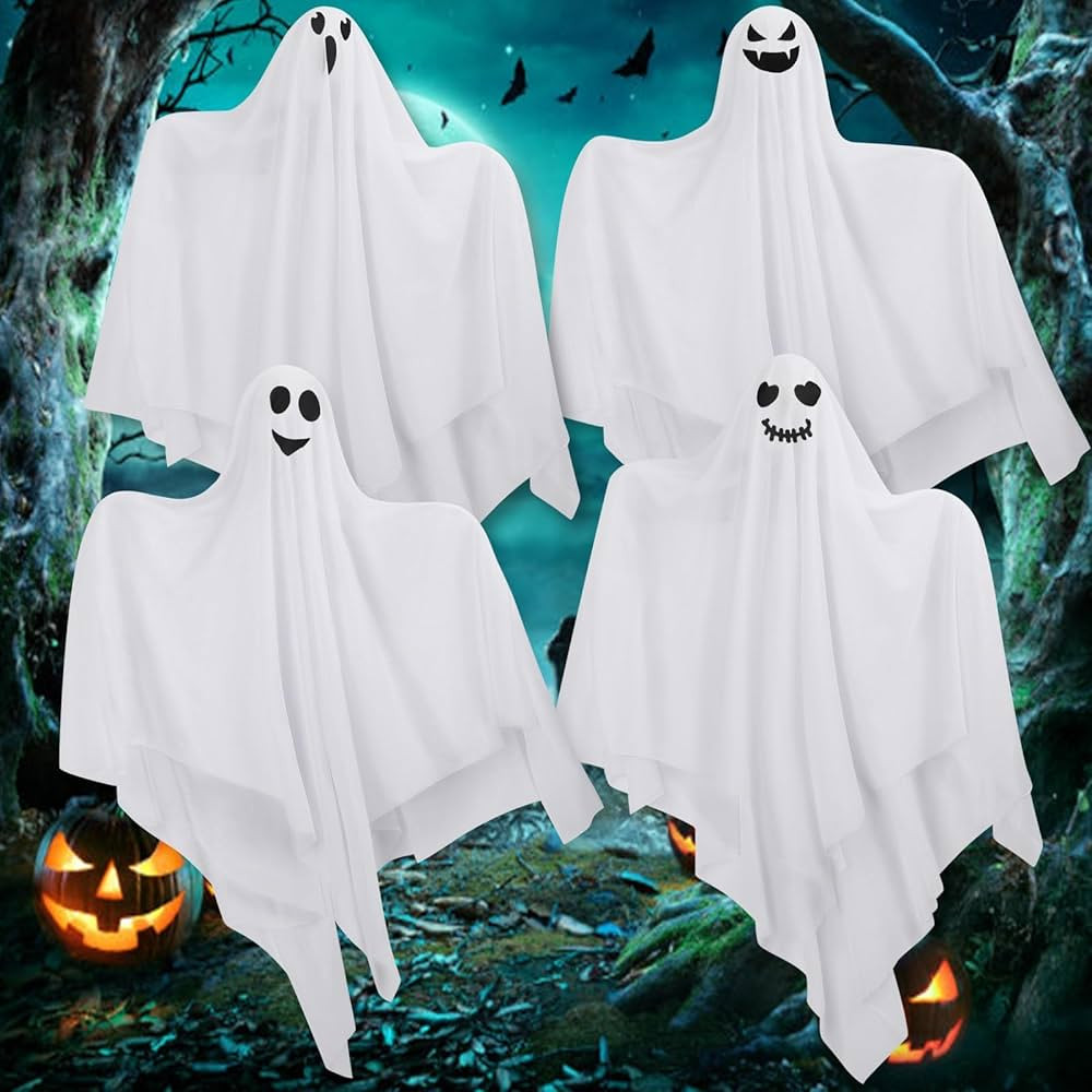 4 Pack Halloween Hanging Ghosts Decor, Hanging Halloween Decorations Outdoor, Halloweens Flying G... | Amazon (US)