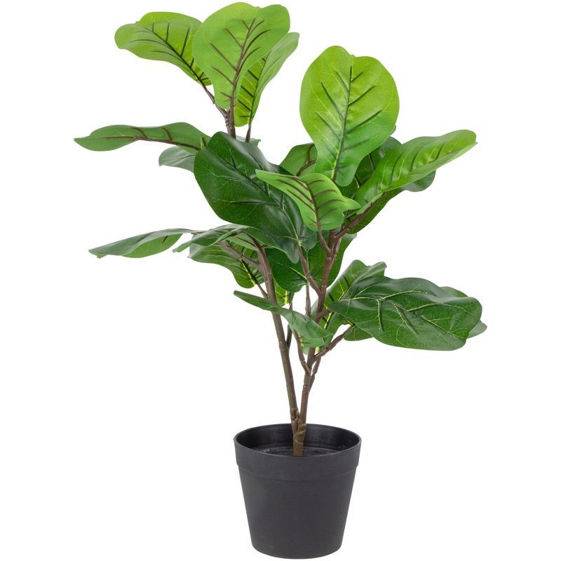 Northlight 26" Dark Green Artificial Potted Fiddle-Leaf Fig Plant | Target