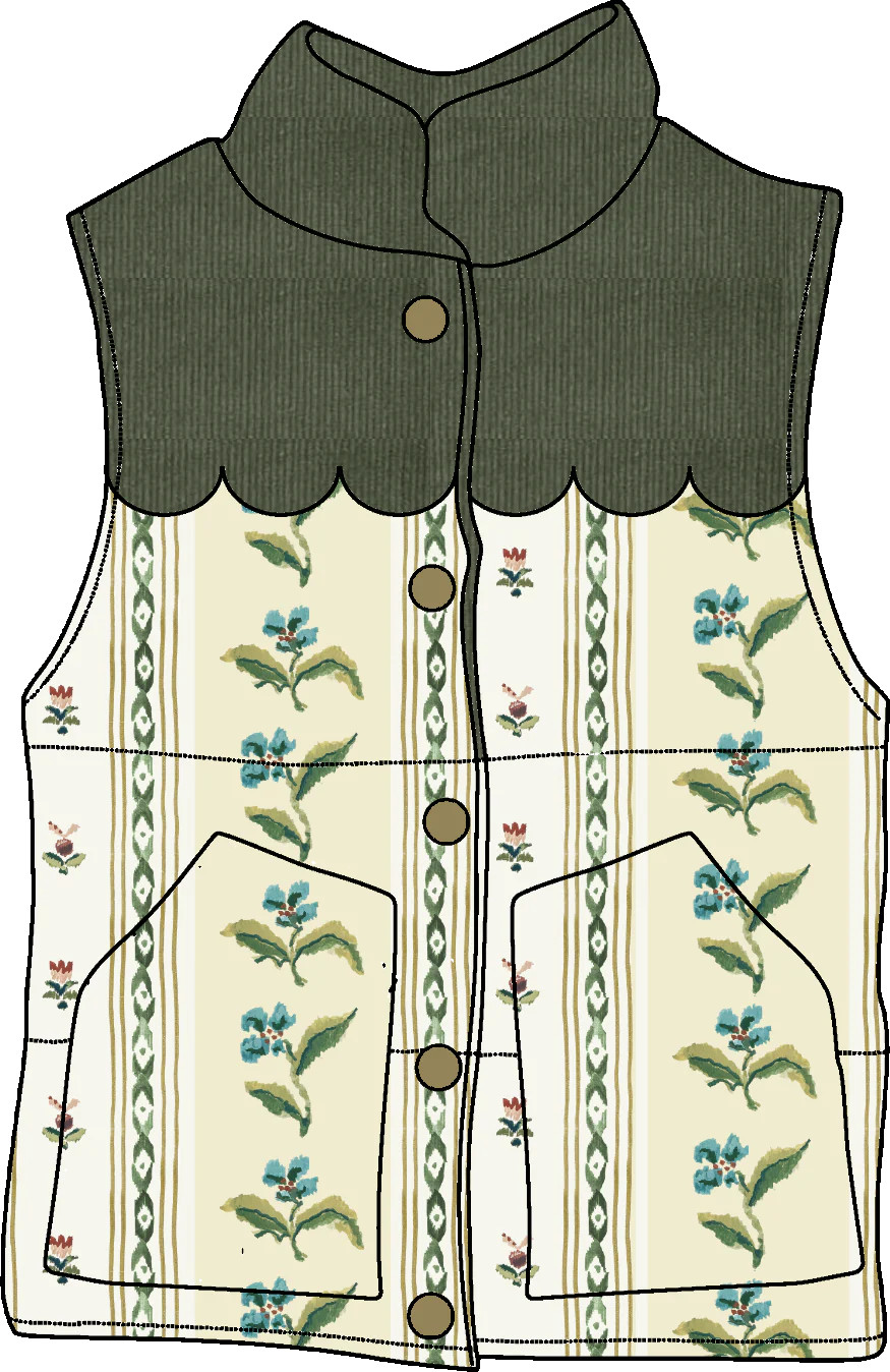 Scallop Vest in French Stripe | Sun House Children's