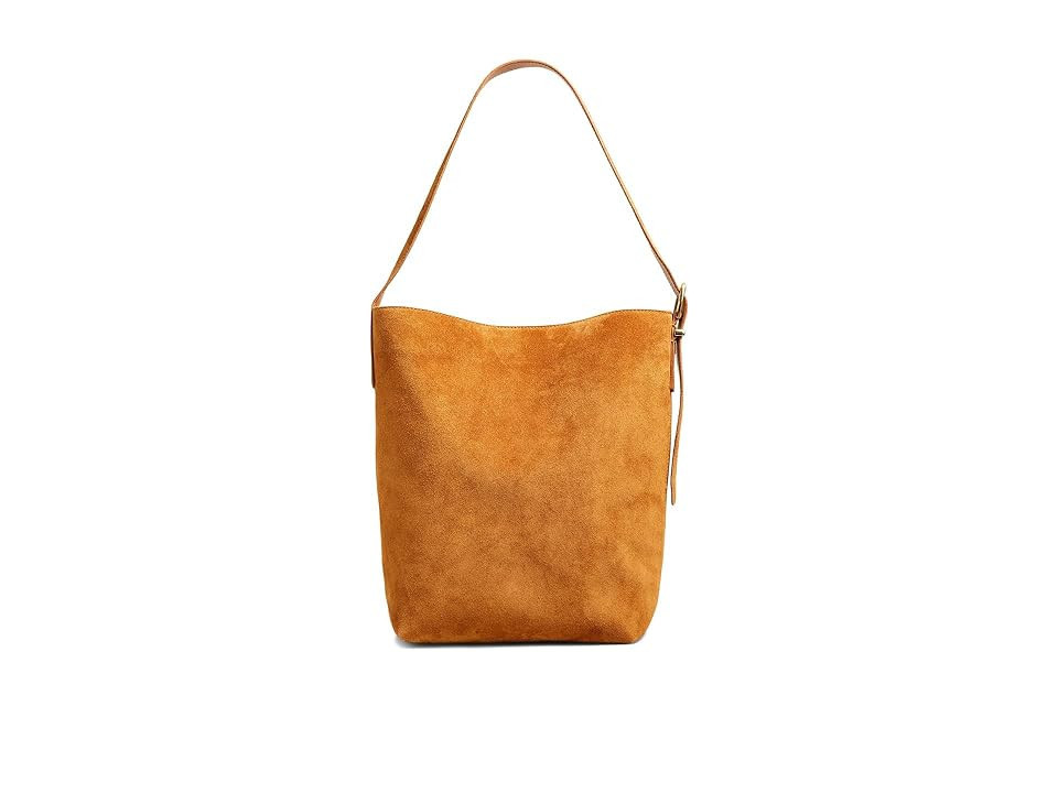 Madewell The Essential Bucket Tote in Suede (Dark Caramel) Handbags | Zappos