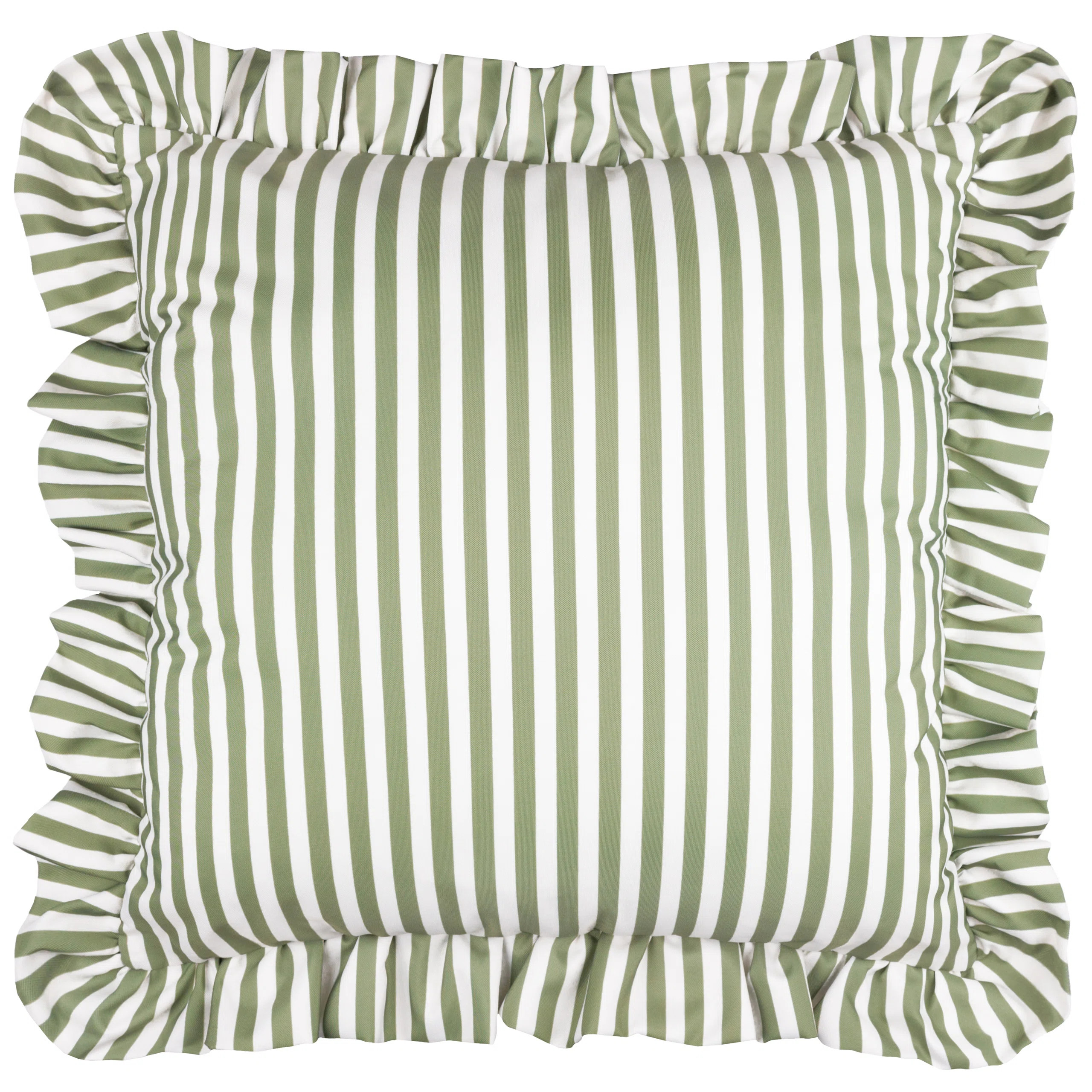 Millie Ruffle Indoor / Outdoor Striped Square Throw Pillow Cover | Wayfair UK