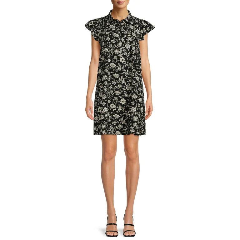 Time and Tru Women's Dress with Flutter Sleeves | Walmart (US)