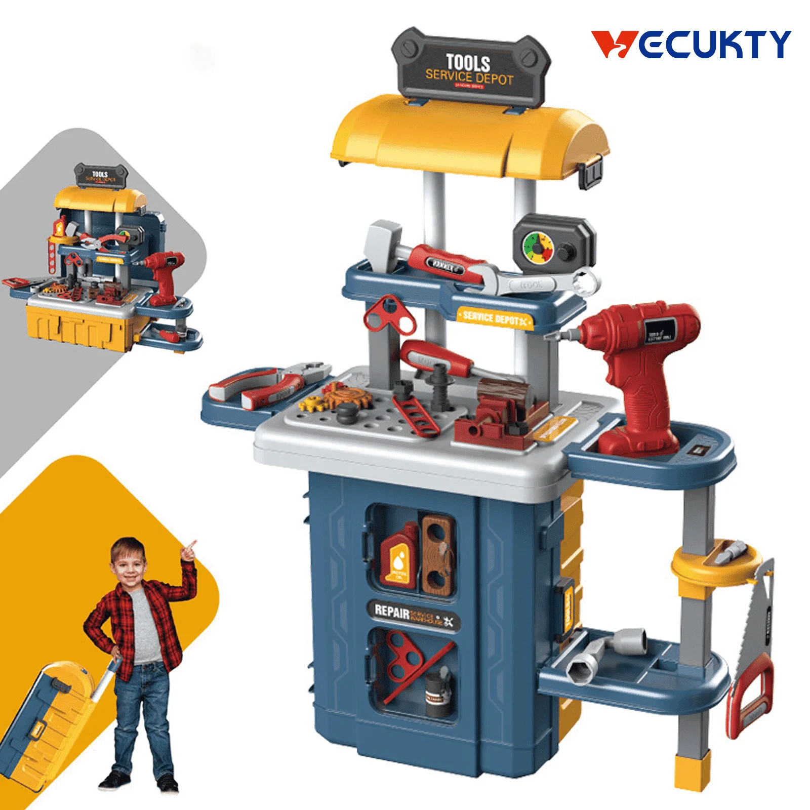 Vecukty Play Tool Set for Kids, Kids Tool Toy with Realistic Lights and Sounds, Simulation of Spr... | Walmart (US)
