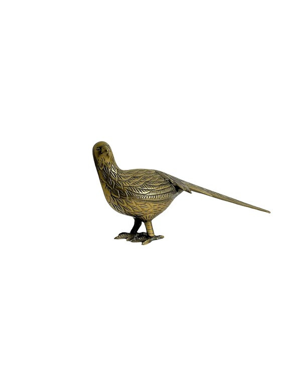 vintage pheasant male brass pheasant solid brass animal figure graceful pheasant brass decor bras... | Etsy (US)