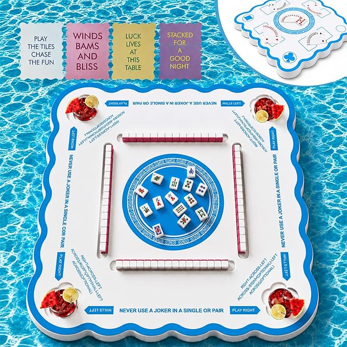 Floating Mahjong Table for Pool, Double-Sided Waterproof Game Tray for Mahjong, Poker, Dominoes &... | Amazon (US)
