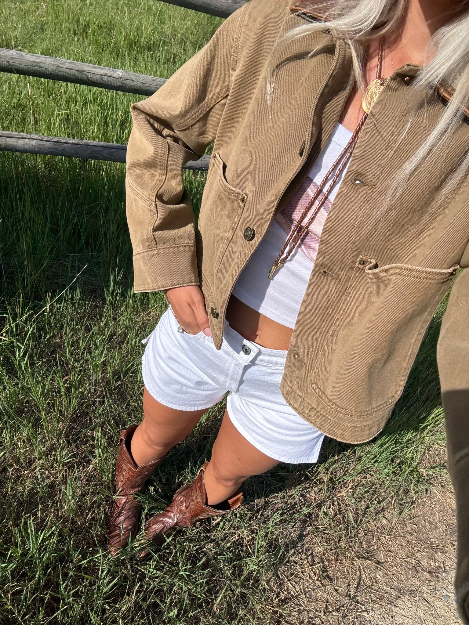 size small in jacket and size small in tank top - code KIRA15 for boots :) size 26 in shorts 

#LTKSeasonal #LTKFindsUnder50 #LTKStyleTip