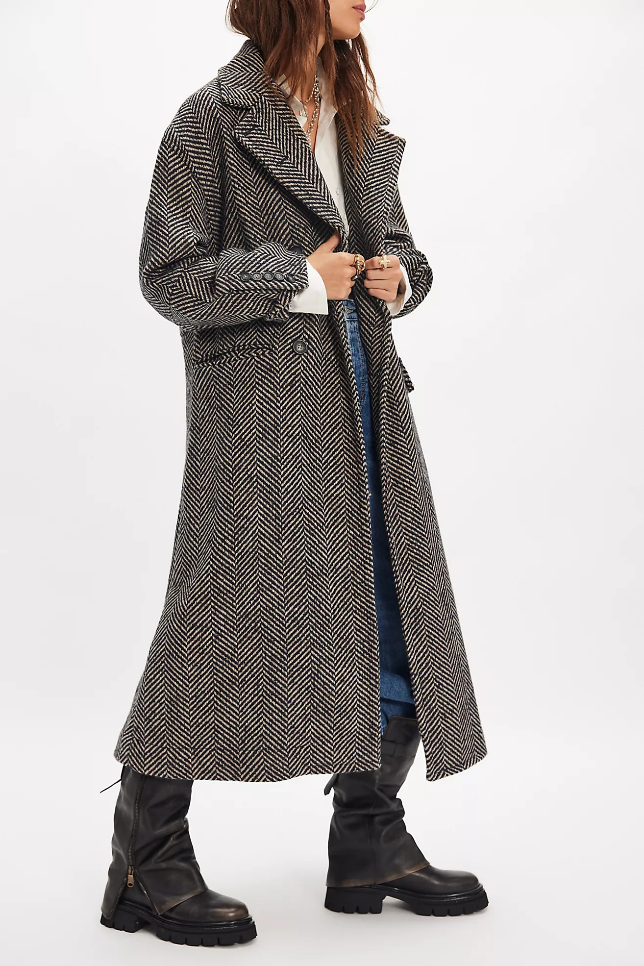 Micah Herringbone Coat | Free People (Global - UK&FR Excluded)