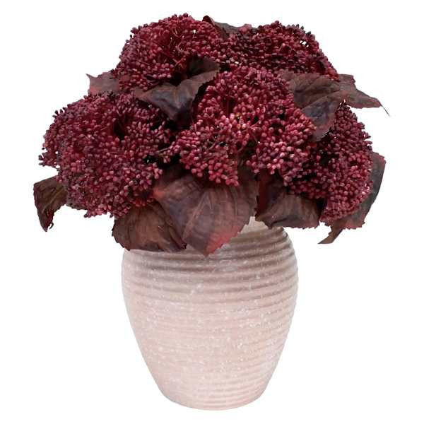 Burgundy Floral Arrangement In Pot, 12", Red, Plastic, sold by At Home | At Home