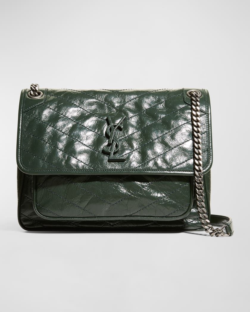 Saint Laurent Niki Medium Crinkled Calf Flap-Top Shoulder Bag | Neiman Marcus