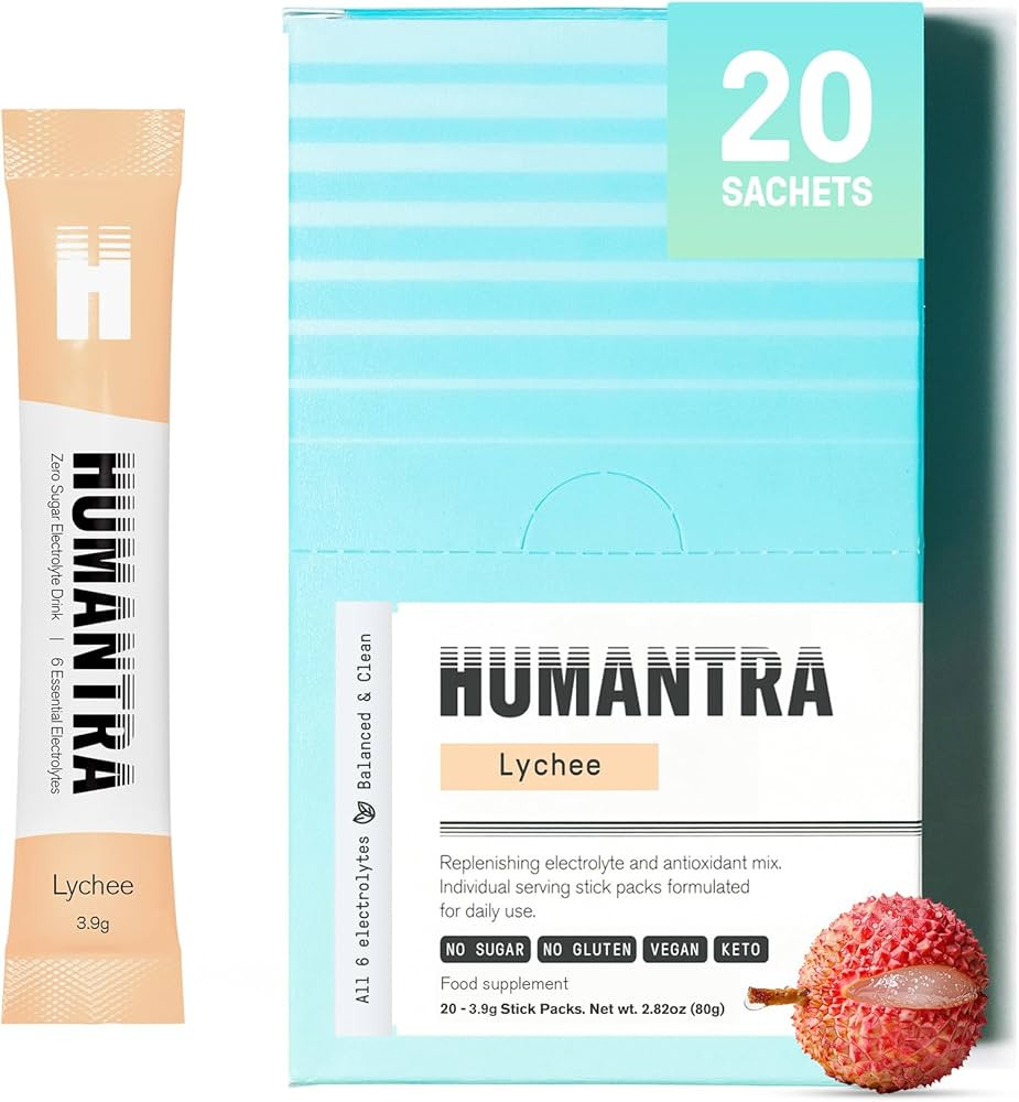 Humantra Electrolytes Powder - Lychee Flavor, 20ct - Powdered Hydration Sachets - Plant-Based Ele... | Amazon (UK)
