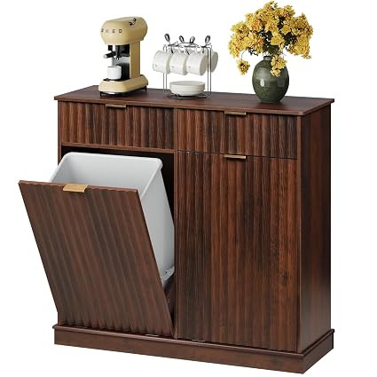 WLIVE 2 * 10 Gallon Double Tilt Out Trash Can Cabinet, Hidden Trash Can Cabinet with Storage Draw... | Amazon (US)