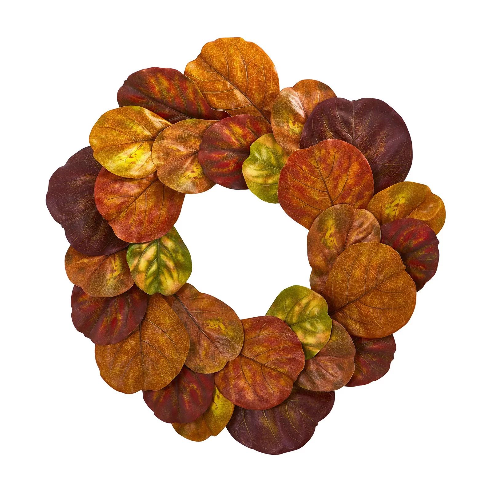 Nearly Natural 29in. Fiddle Leaf Artificial Wreath (Assorted Colors) | Walmart (US)