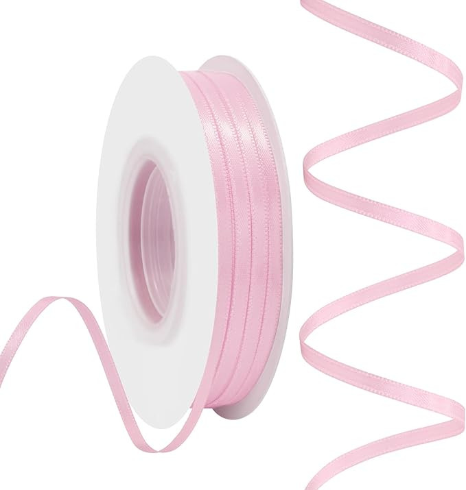 Pearl Pink Satin Ribbon 1/8 Inch 50 Yards Double Faced Polyester Satin Ribbons for Gift Wrapping ... | Amazon (US)