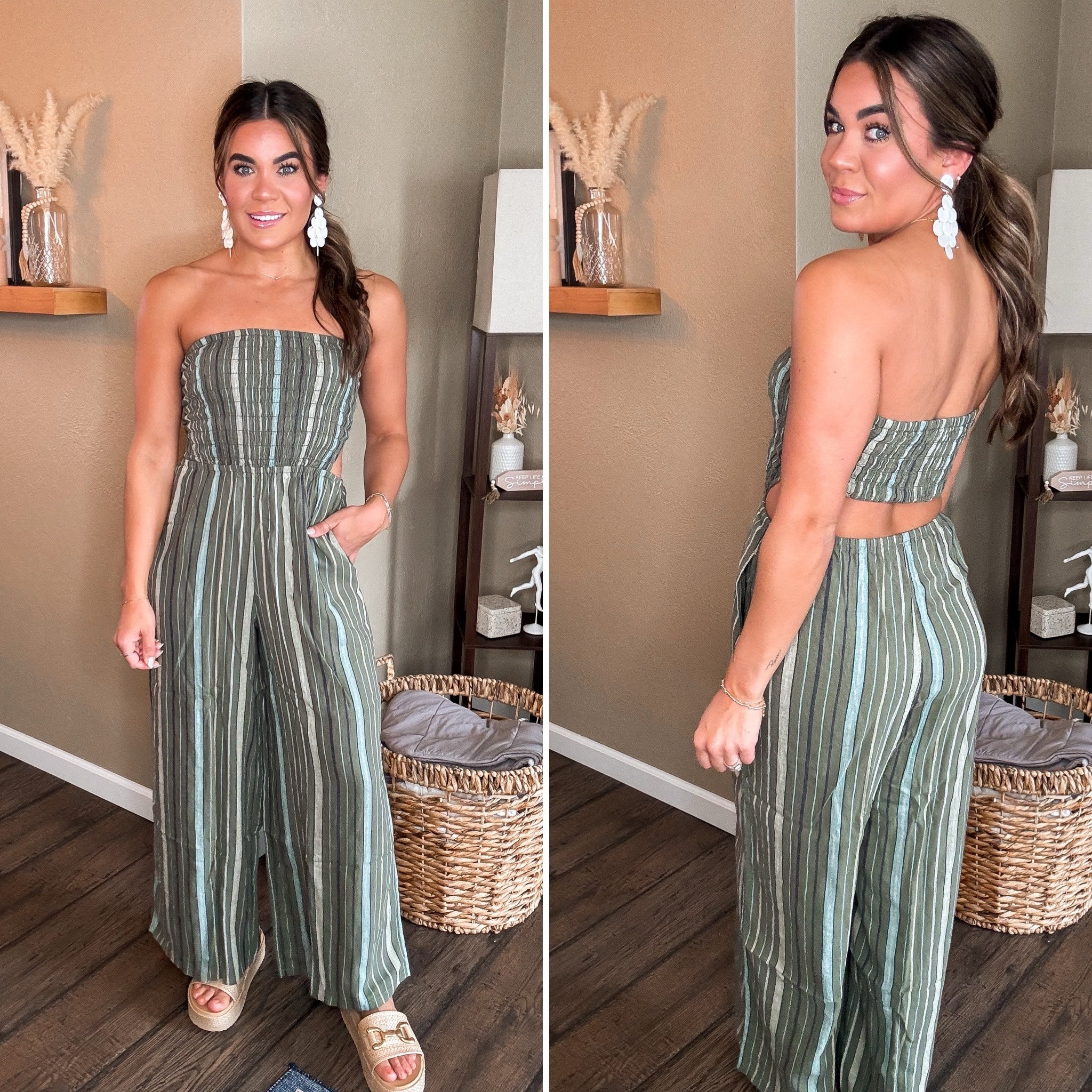 slim fit dress slacks Sonny Green Striped Tunic Dress