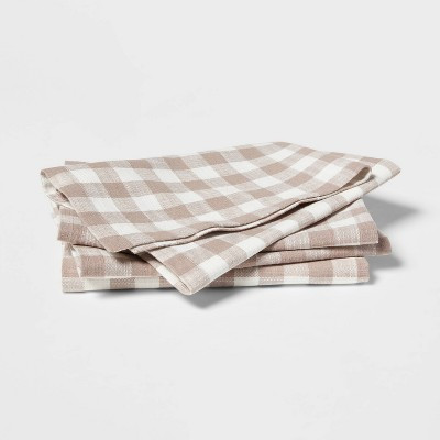 4pk Cotton Gingham Napkins - Threshold™: Traditional Check Pattern, 18"x18" Cloth, Machine Washable, OEKO-TEX Certified | Target