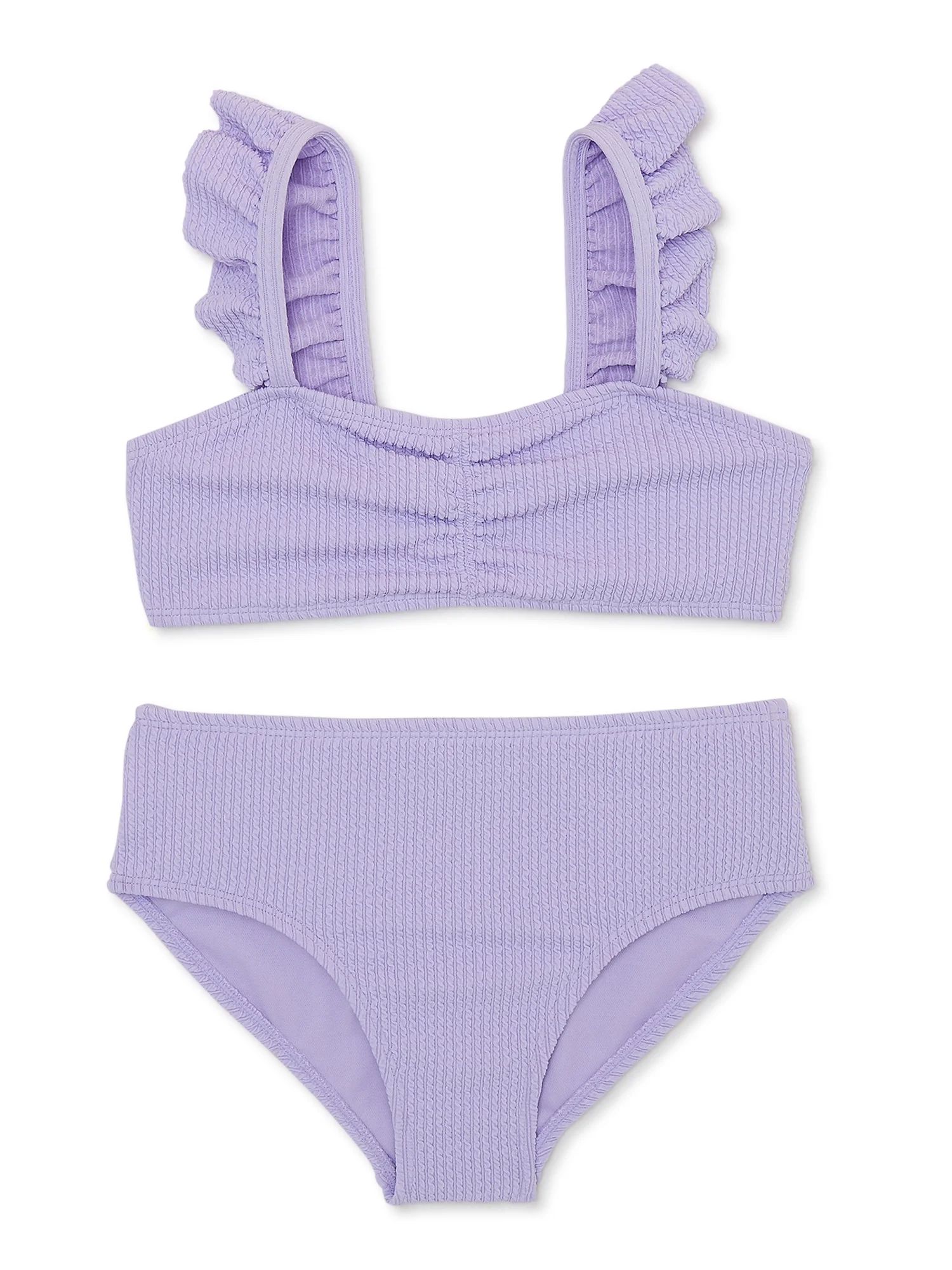 Wonder Nation Girl's Textured Ruffle Bikini, 2-Piece, Sizes 4-18 | Walmart (US)