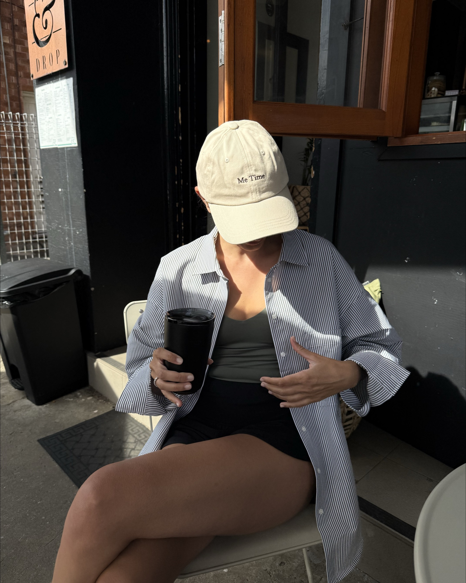 Morning walk + coffee run fit ☕✨ Head-to-toe in Nimble – oversized shirt, easy shorts, tank and a cap. Effortless, comfy, and still put together. 