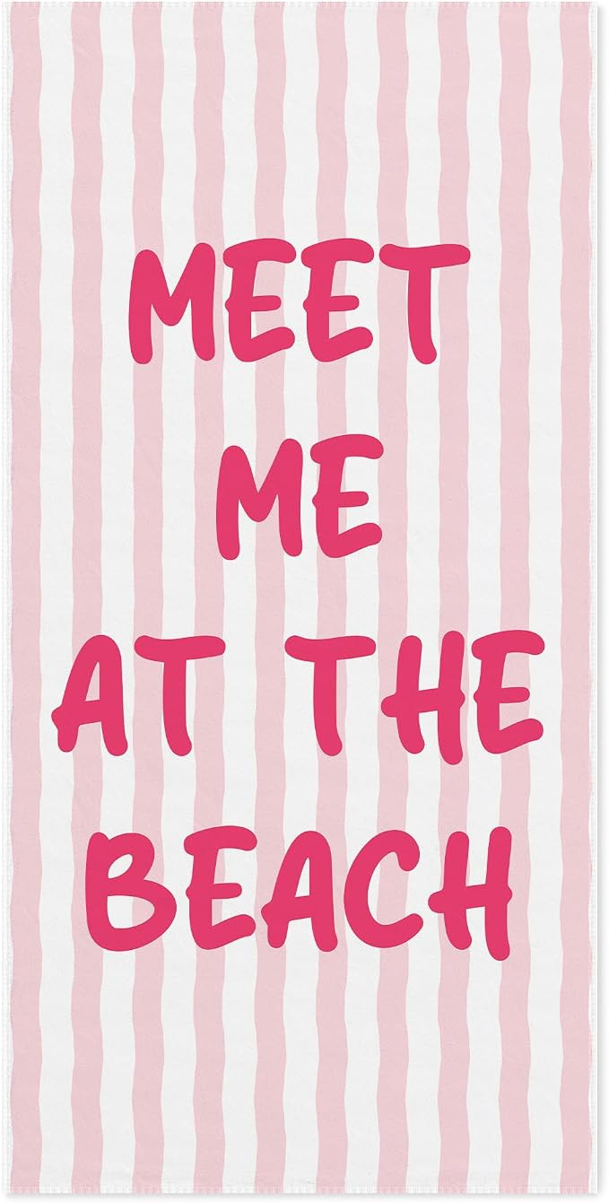 Coastal Preppy Pink Beach Towel 60x30 Inches, Meet Me at the Beach Swim Pool Bath Towels for Wome... | Amazon (US)