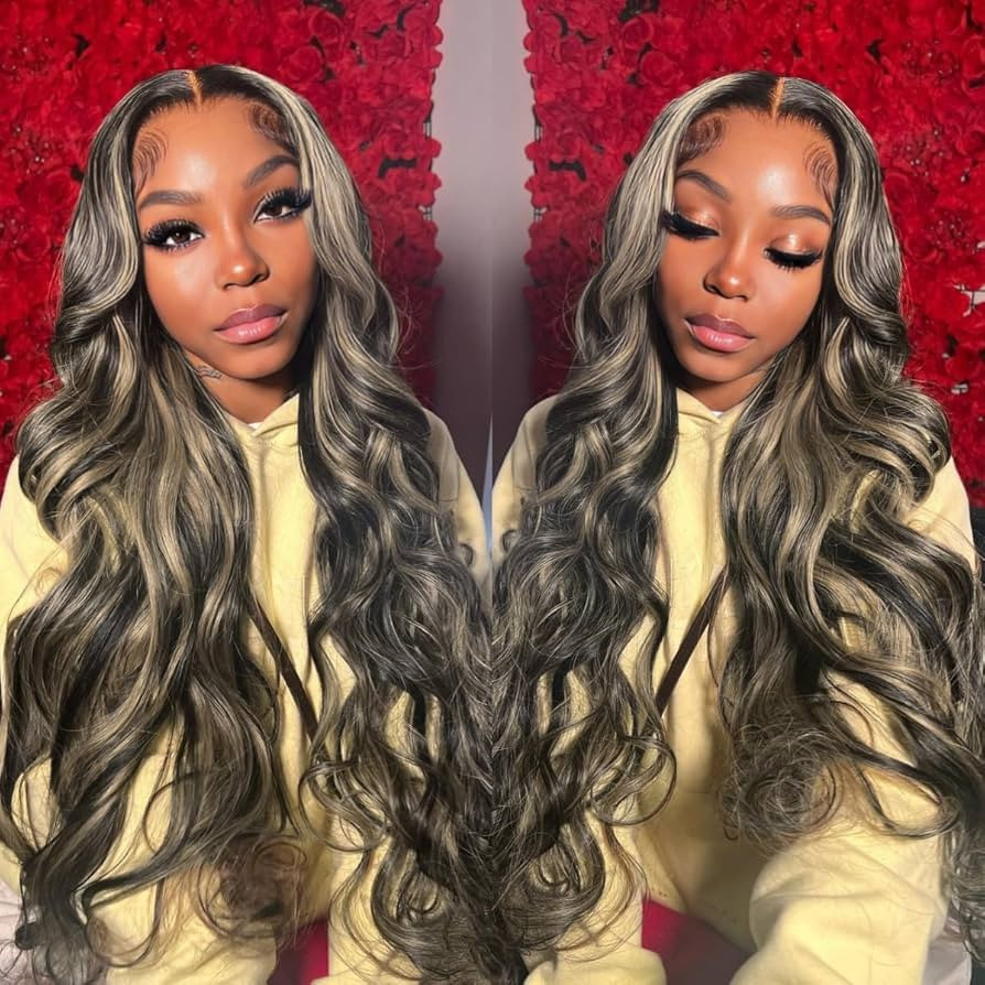 30 Inch FB/27 Highlight Ombre Lace Front Wigs Human Hair Pre Plucked 180% Density Balayage Wig Hu... | Amazon (US)
