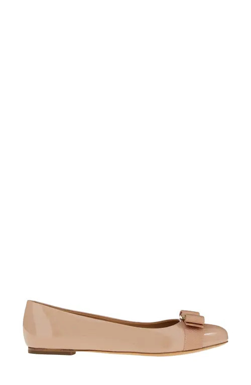 FERRAGAMO Varina Leather Flat in Amaretti at Nordstrom, Size 10 | Nordstrom