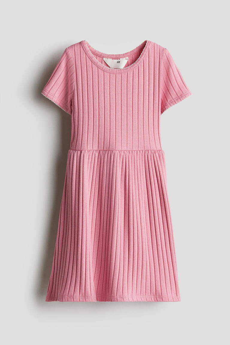 H & M - Rib-Knit Dress - Pink | H&M (US + CA)