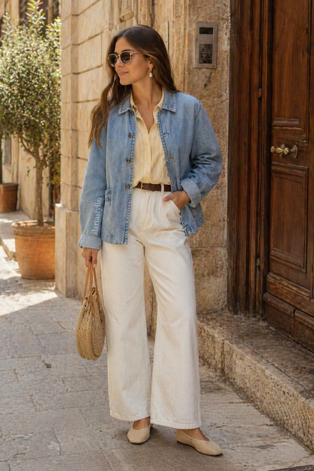 Costal girl vibes  🍋🩵

outfit ideas, spring outfit, summer outfit, denim jacket, light denim jacket, yellow shirt, striped shirt, linen-blend shirt, white jeans, wide ankle jeans, braided flats, ballet flats, straw bag, shoulder bag, casual outfit, casual chic outfit

#LTKootd #LTKSeasonal #LTKTravel