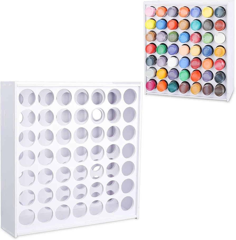 SANFURNEY 49 Holes Craft Paint Organizer Holder Vertical Acrylic Paint Storage Rack Stand for 2oz... | Amazon (US)
