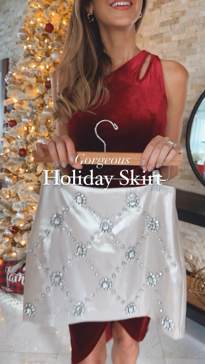 Gorgeous satin mini skirt with stones 
It’s definitely a show stopper skirt 🔥
Runs tts / I am wearing a size 2 
I am 5’9” for your reference.
.


#LTKover40 #LTKHoliday #LTKSeasonal