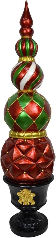 Fraser Hill Farm Christmas Pedestal Topiary Decoration, 4-Ft. Tall in Resin Urn in Red, Green, Bl... | Amazon (US)