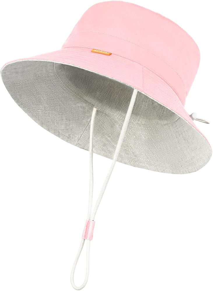 jerague Toddler Kids Baby Girl Breathable Sun Hat Cotton Foldable 50+ SPF Protective | Amazon (US)