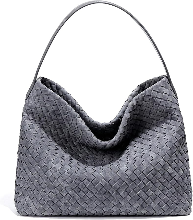 Suede Woven Tote Bag Braided Handbag Shoulder Purse For Women Large Hobo Satchel Woven Purse Dail... | Amazon (US)